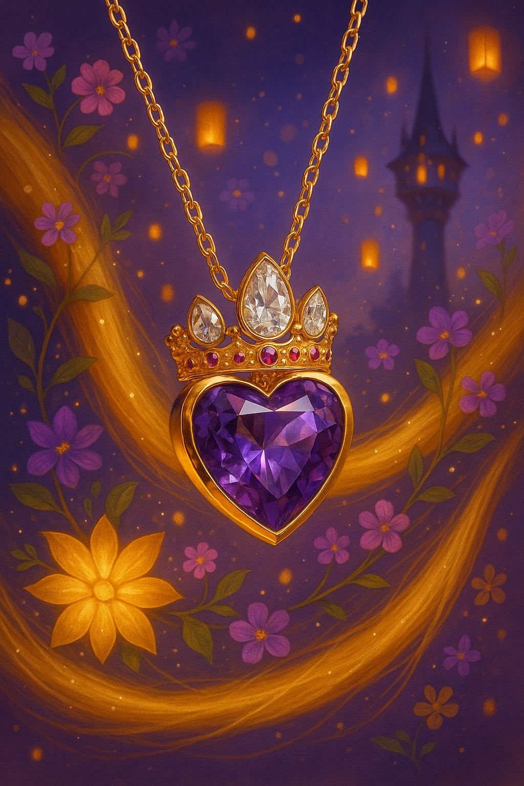 Collar Corazón Rapunzel 💜👑