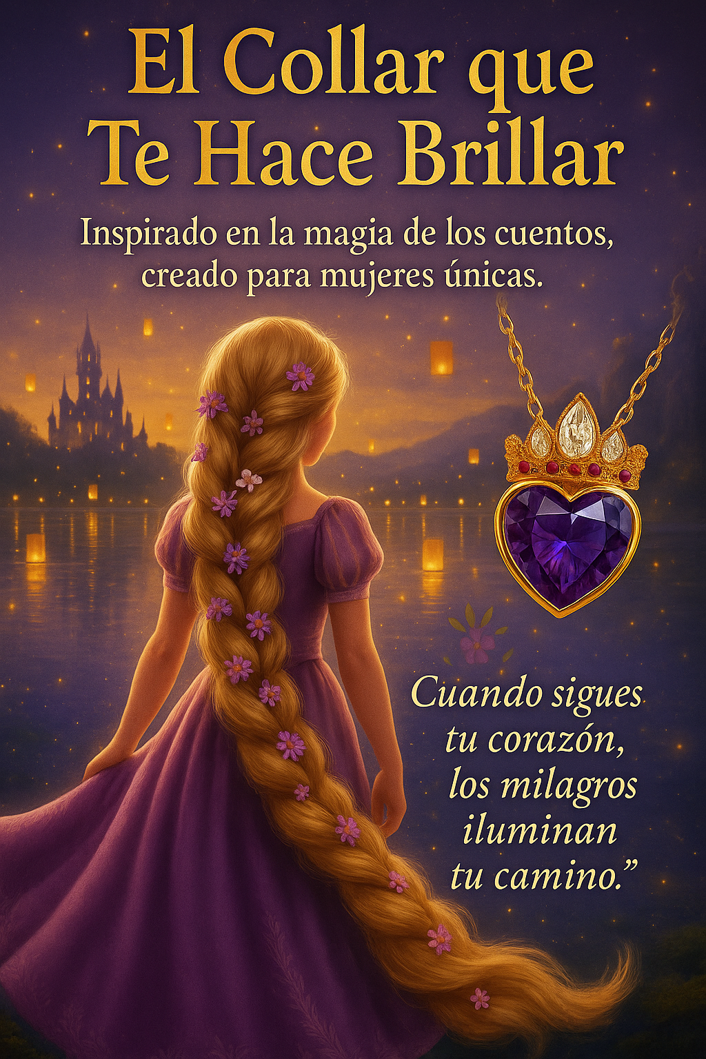 Collar Corazón Rapunzel 💜👑